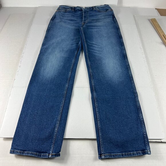Re/Done Jeans Womens 31x31* 90s High Rise Loose Straight Jetty Blue Denim Tag 30 - Picture 1 of 16